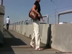 Blonde Russian woman spied when this babe acquires wet in public